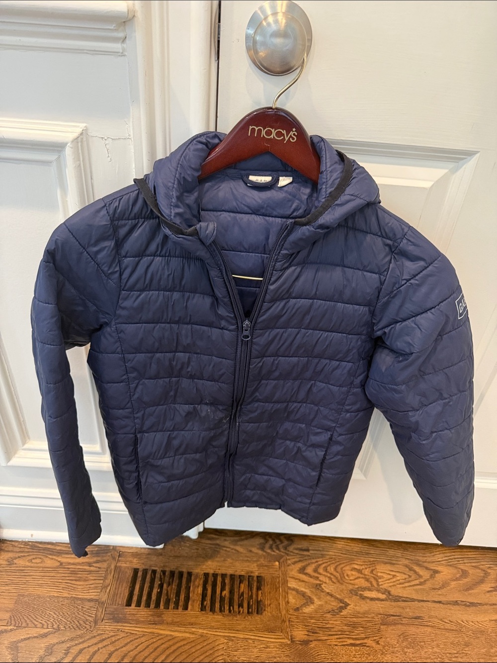 Gap size L Primaloft Packable Kids Hooded Puffer Jacket in Navy